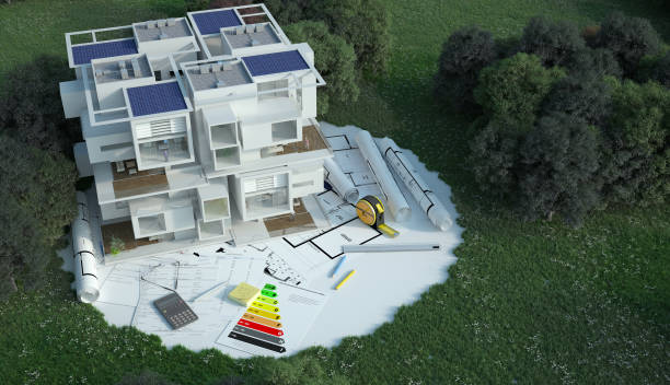 istock Luxury Apartment building project on site 1256657480