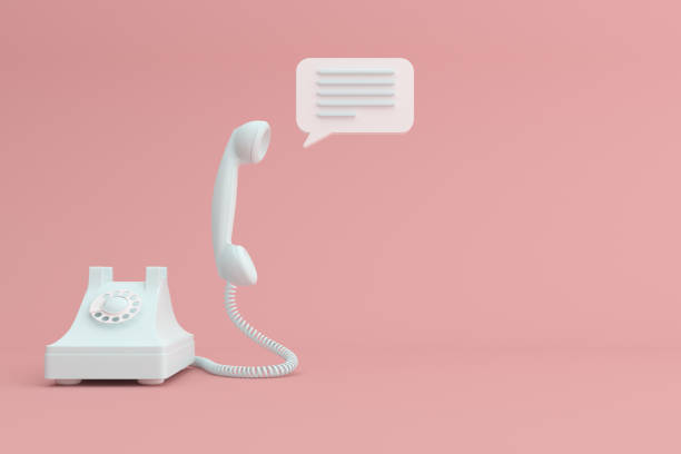 istock Mock up of telephone and speech bubble. 3D rendering. 1256662504