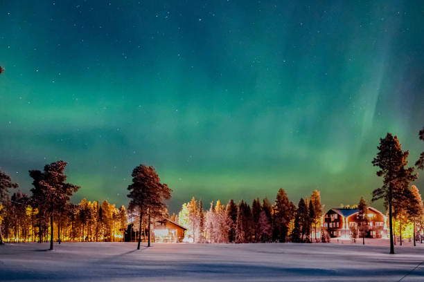 istock Aurora borealis (also known like northern or polar lights) beyond the Arctic Circle in winter Lapland. 1256670346
