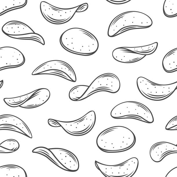 Potato chips seamless pattern vector art illustration