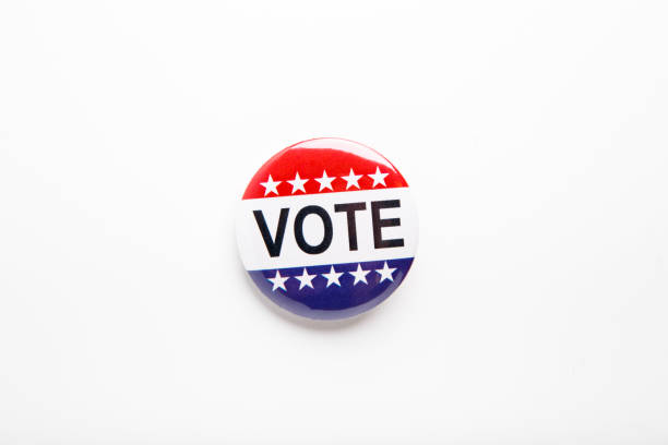 istock American vote badge isolated on white background 1256672183