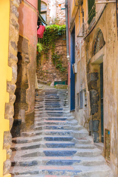 istock Stairs between the houses in Cinque Terre 1256674281