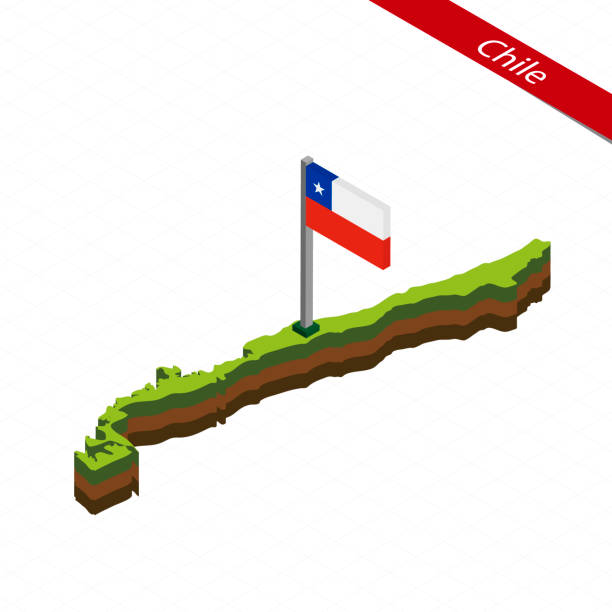 Chile Isometric map and flag. Vector Illustration. Isometric map and flag of Chile. 3D isometric shape of Chile. Vector Illustration. chile map stock illustrations