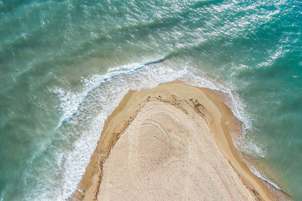 istock Drone view of sea wave's 1256677197