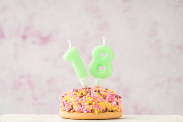 istock cupcake with number eighteen shaped candle for birthday 1256679842