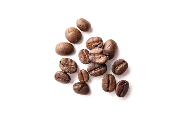 istock Roasted coffee beans isolated on white background. 1256681726