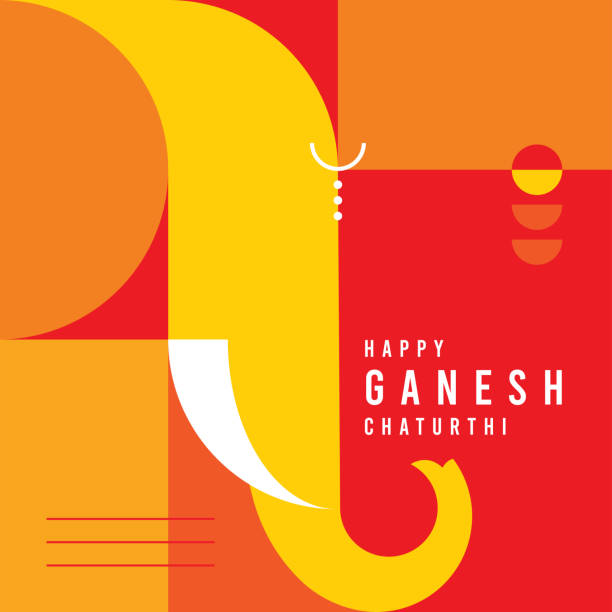 indische festival glücklich ganesh chaturthi bunte komposition vorlage - ganescha stock-grafiken, -clipart, -cartoons und -symbole