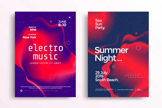 Vector illustration of Electronic music festival in duotone color