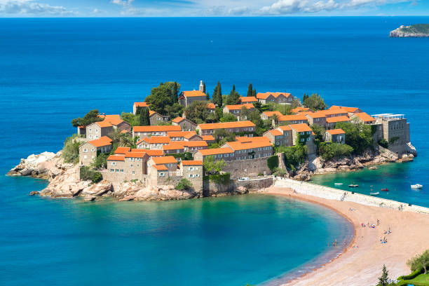 istock Sveti Stefan island in Budva 1256701085