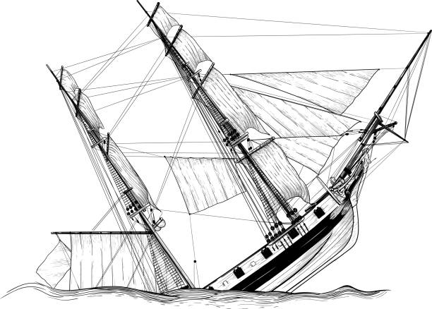 illustrations, cliparts, dessins animés et icônes de épave de voilier - naufrage de bateau
