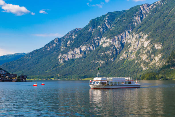 istock Ship on Hallstatt lake, Austria 1256707210