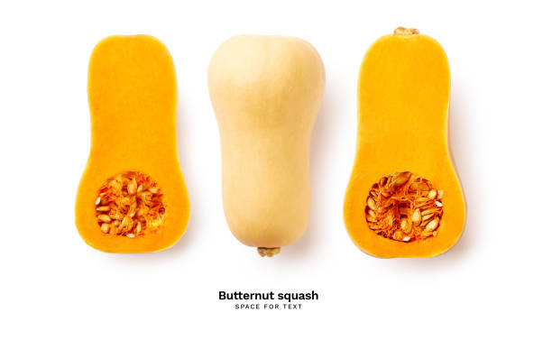 butternut squash izolowane na białym tle - dynia piżmowa zdjęcia i obrazy z banku zdjęć