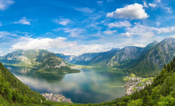 istock Panoramic view of Hallstatt, Austria 1256707370