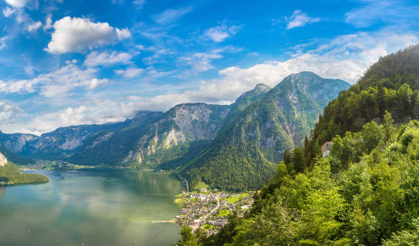 istock Panoramic view of Hallstatt, Austria 1256707409