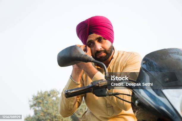 Young Sikh Man Stock Photo Stock Photo - Download Image Now - Motorcycle, Sikhism, Culture of India