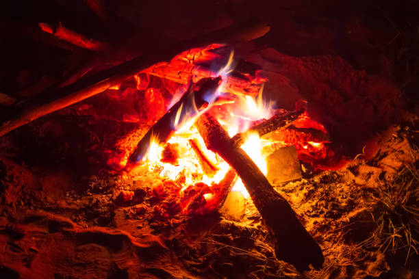 istock hot bonfire of branches close-up 1256709470