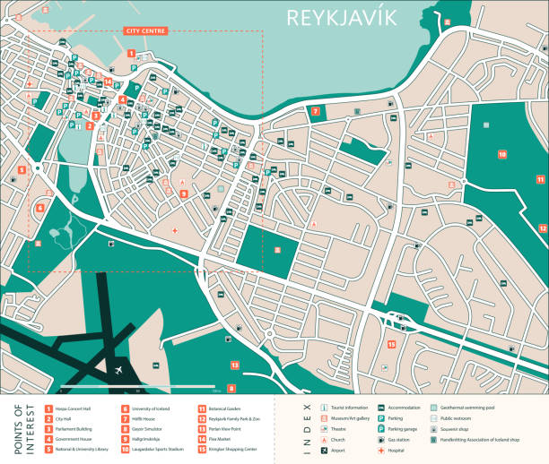 illustrations, cliparts, dessins animés et icônes de carte touristique de reykjavik - boutique de souvenirs