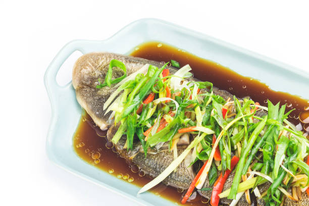 istock Chinese  cookingSteamed  Shallots Sole  fish 1256722082