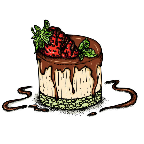 illustrazioni stock, clip art, cartoni animati e icone di tendenza di torta con fragole - fruitcake food white background isolated on white