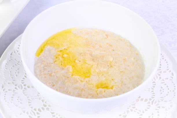 istock Oatmeal with butter for breakfast 1256727761