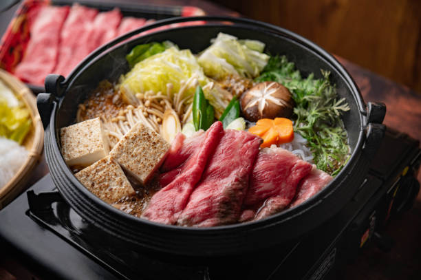 istock sukiyaki, japanese traditional hot pot 1256728031