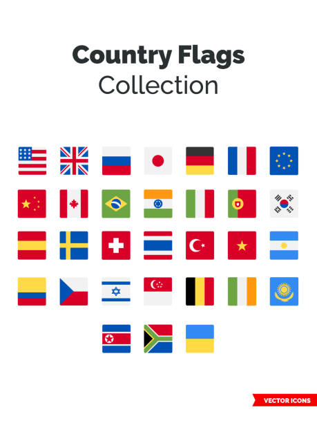 istock Country flags collection icon of 3 types. Isolated vector sign symbol 1256729148