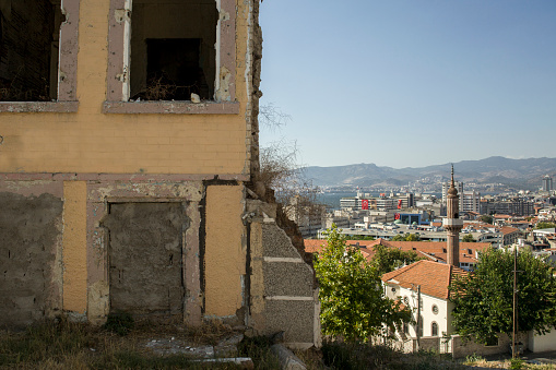 View of Ruined Building.