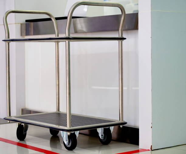 istock Trolley with stainless steel racks 1256731937