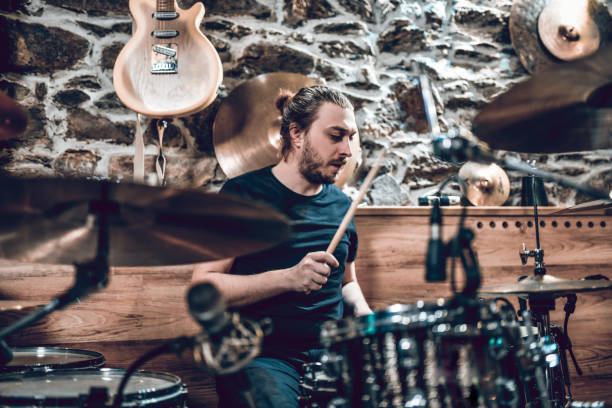 istock Drummer Recording His Best Drum Take 1256734531