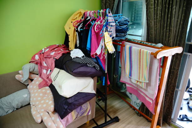 istock Housework-Clothes  in living room 1256736394