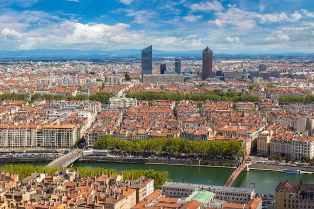 istock Panoramic view of Lyon, France 1256736959