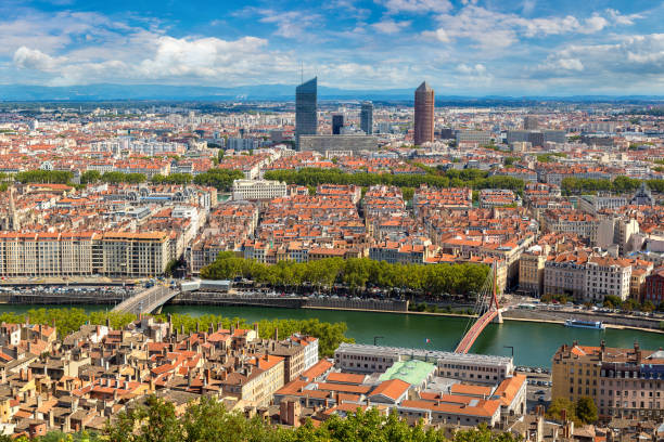istock Panoramic view of Lyon, France 1256736982