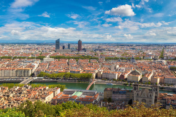 istock Panoramic view of Lyon, France 1256737040