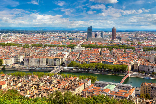 istock Panoramic view of Lyon, France 1256737075