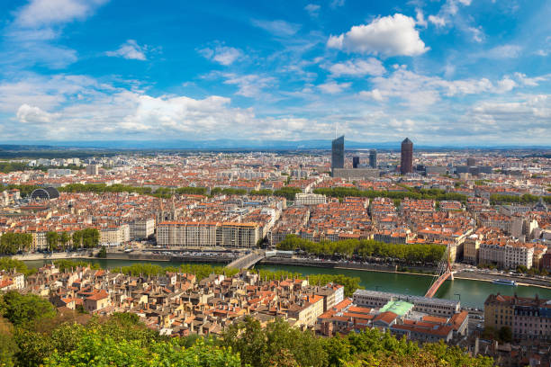 istock Panoramic view of Lyon, France 1256737114