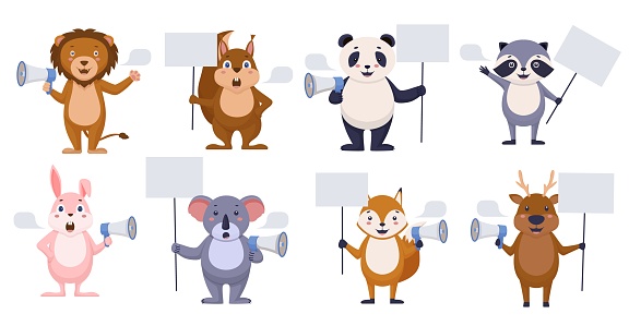Promoters Animals With Blank Banner Happy Cartoon Animals With Speech Bubble Stock Illustration - Download Image Now - iStock Promoters Animals With Blank Banner Happy Cartoon Animals With Speech Bubble Stock Illustration - Download Image Now - iStock