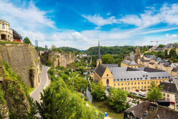 istock Panoramic cityscape of Luxembourg 1256738249