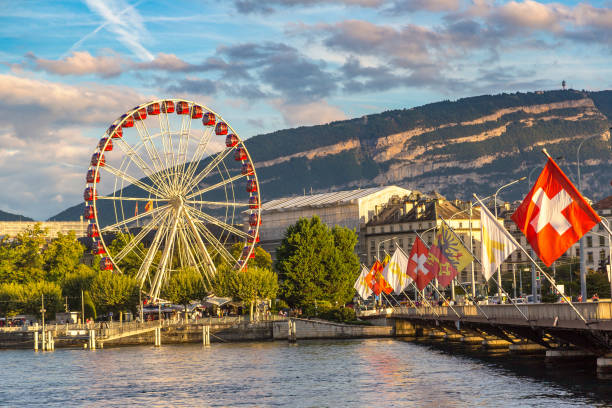 istock Ferris wheel in Geneva 1256741070
