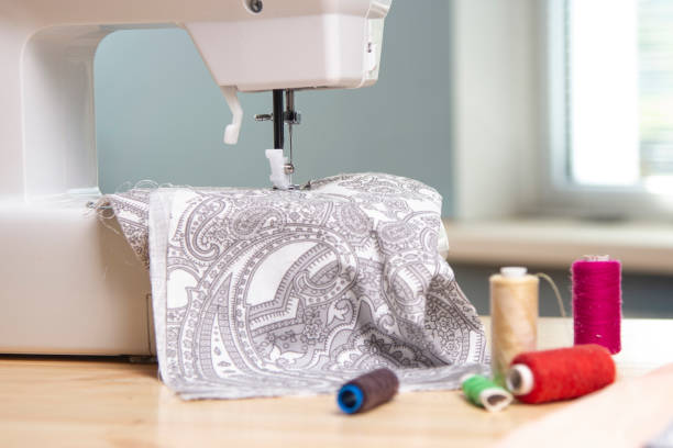istock Close-Up Of Sewing Machine at home interior 1256743491