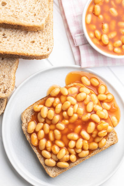 istock Toast bread with baked beans. 1256743679