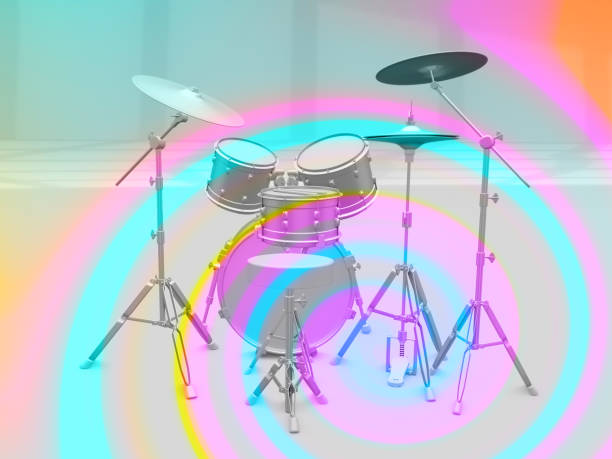 istock Set of colored drums. 3d illustration, render 1256744590