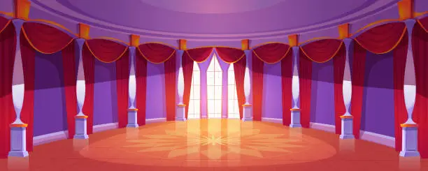 Vector illustration of Ballroom interior in medieval royal castle