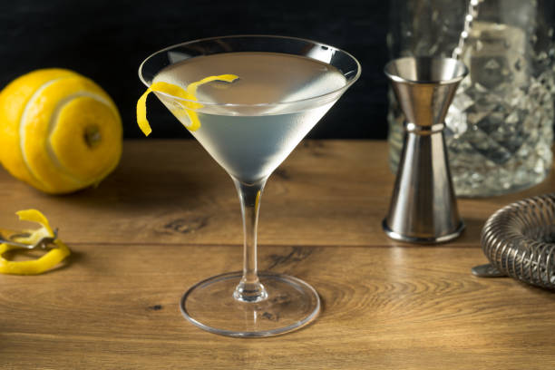 boozy refreshing gin martini - martini glass imagens e fotografias de stock