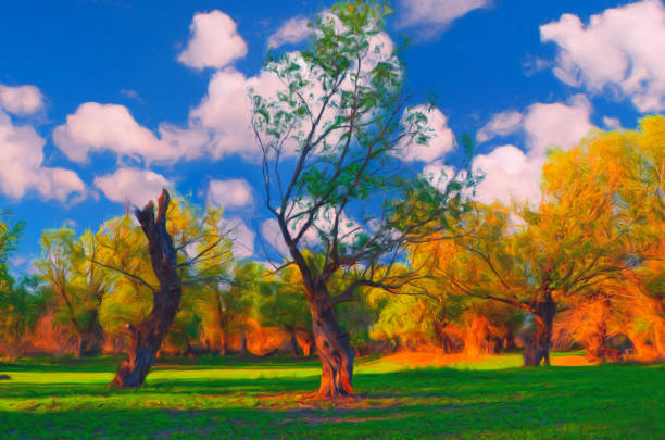 istock Oil landscape painting 1256750768