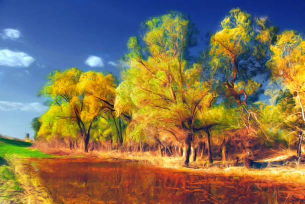 istock Oil landscape painting 1256750789