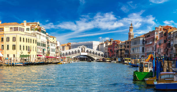 istock Gondola at the Rialto bridge in Venice 1256753157