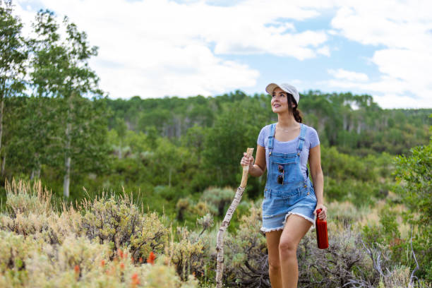 istock Millennial Female Enjoying and Solo Hiking in Mountain Setting 1256753348