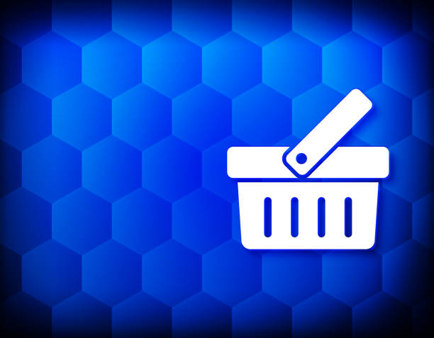 istock Shopping cart icon hexagon creative abstract blue background seamless hexagonal illustration design 1256762546