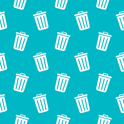 Teal Trash Cans Seamless Pattern