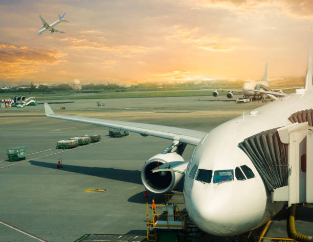 istock Airplane parked at the airport 1256767231